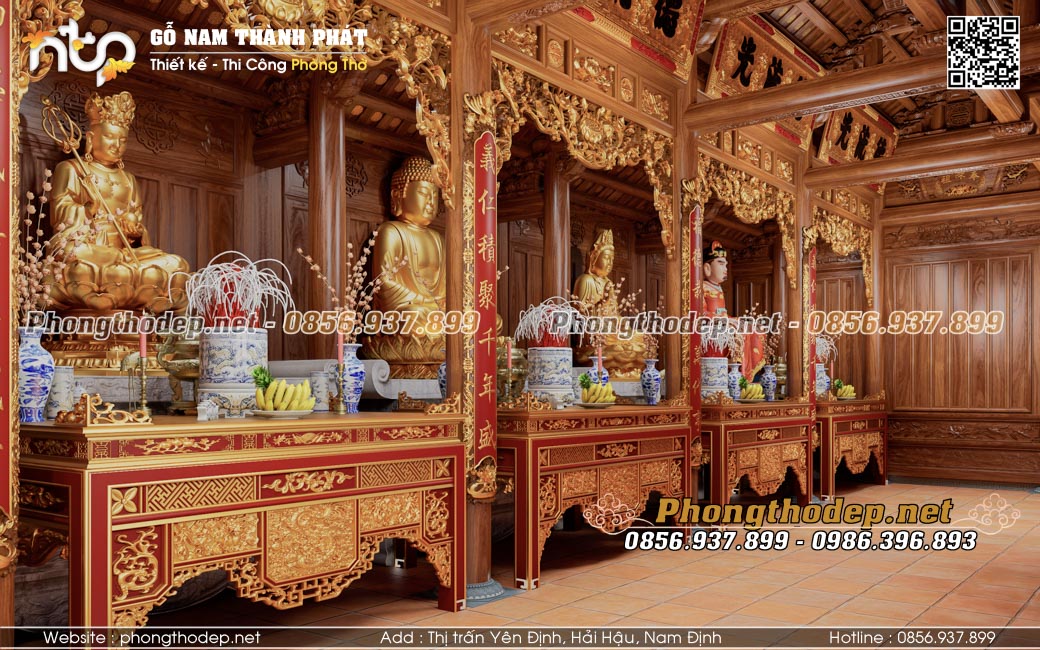 Thiết kế chùa gỗ 5 gian